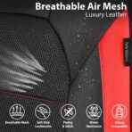 CAR PASS Universal Leather car seat Covers Sport fits Most Cars, SUVs, Trucks, and Vans (Full Set, Black Red) - Image 5