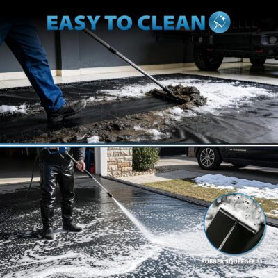 7’9" x16’ Garage Floor Mat for Under Car, Heavy Duty 610g PVC Waterproof Containment Mat with Raised Edges, Garage Car Mat for Cars SUVs and Trucks, Easy Clean Floor Protection - Image 5