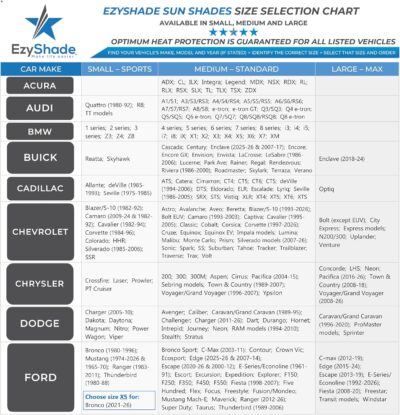 EzyShade Windshield Sun Shade with Shield-X Reflective Technology. See Size-Chart with Your Vehicle. Foldable 2-Piece Car Sunshades Reflect UV Sun and Heat and Protect Your Car. Standard (Medium) Size - Image 4