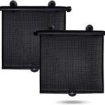 EcoNour Car Side Window Sun Shade (2 Pack) | Retractable Roller Sunshade for Kids | Baby Car Window Shades for UV and Sun Glare Protection | Baby Travel Accessories (15"x17")