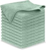 USANOOKS Microfiber Cleaning Cloth - Sea Green - 12Pcs (12.5x12.5 inch) High Performance - 1200 Washes, Ultra Absorbent Car Towel Traps Grime & Liquid for Streak-Free Mirror Shine - car Washing Cloth