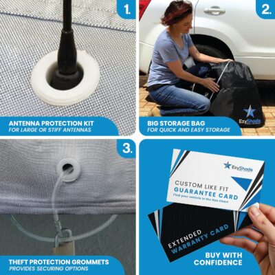 EzyShade 10-Layer Car Cover Waterproof All Weather - See Vehicle Size-Chart - Car Covers for Automobiles & Car Snow Cover - Full Exterior Covers - Winter Rain Sun SUV Sedan. Size A4 (See SizeChart) - Image 3