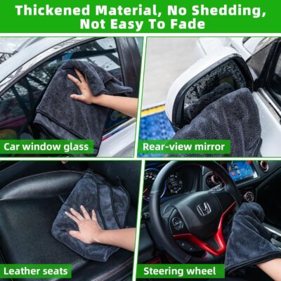 CADONO Large Microfiber Car Drying Towel, Ultra Absorbent Microfiber Cleaning Cloth for Cars, Bath Towels, No Streaks, Scratches, or Water Spots Double-Twist Pile Design(36"x 24") - Image 6