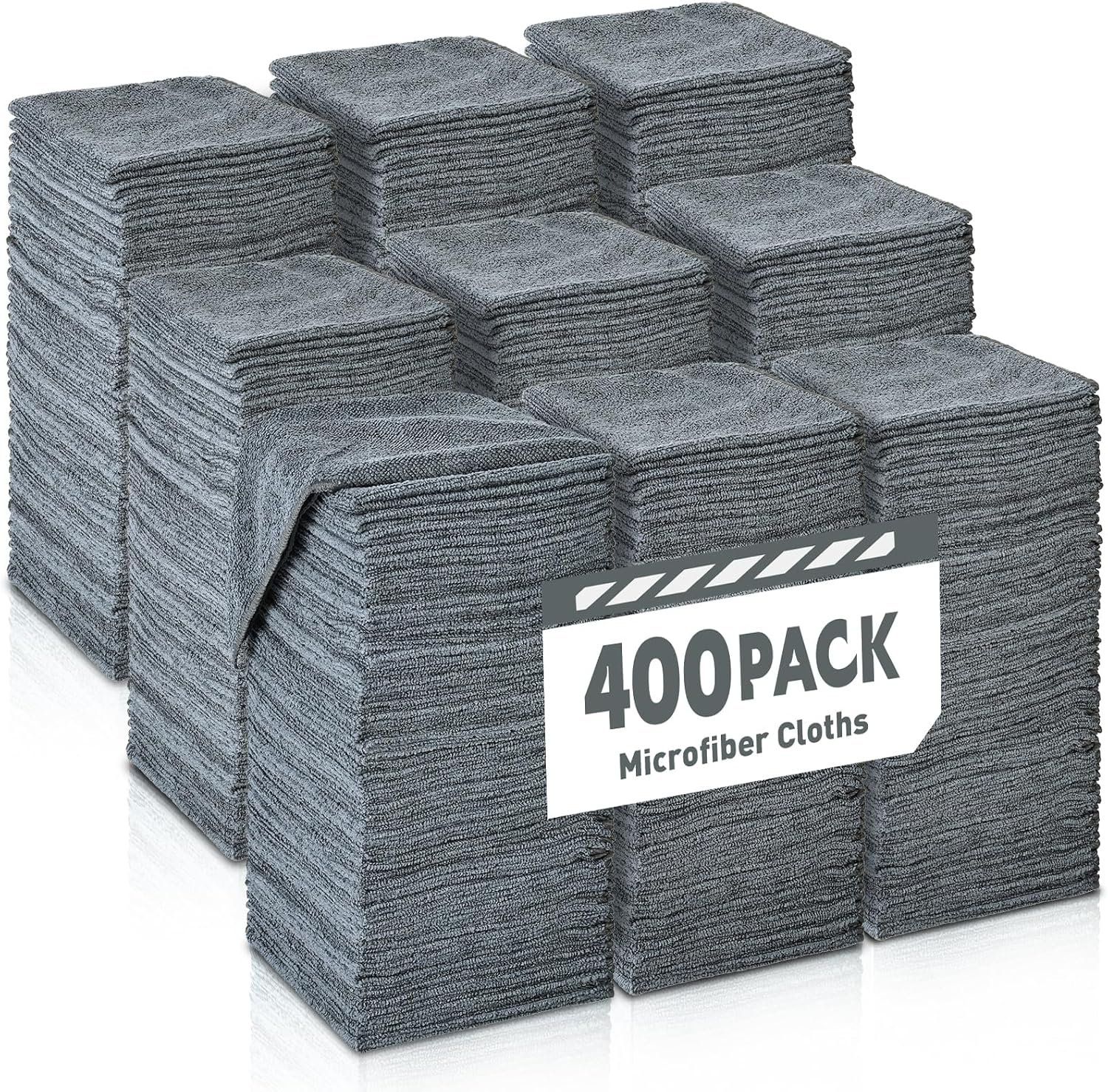 91ID5DNa0aL._AC_SL1500_.jpg Gray Microfiber Cleaning Cloths Bulk Pack-400 Pack, Microfiber Towels Bulk, Towels for Cars, Cleaning Rags Gray (12x12 inches) - Image 1