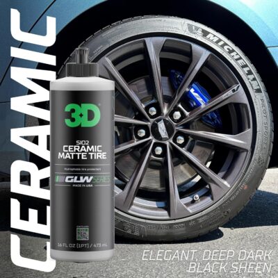 3D GLW Series SiO2 Ceramic Matte Tire Shine | Deep Matte Finish Tire Protectant | Hydrophobic & UV Resistant | Anti-Fade, No Sling | Pro Car Detailing |16 oz - Image 3