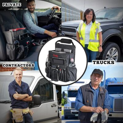 Tidify Car Front Seat Organizer [2025 UPDATED] with Dedicated Tablet and Laptop Storage Stabilizing Side Straps Soft Adjustable Shoulder Strap and Hardened Buckles Your Office Away from Office. - Image 3