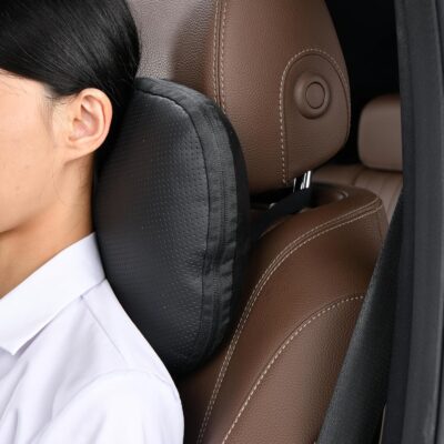 Genuine Leather Car Neck Pillow for headrest,Support Drive Seats Head Cushion,Real Cow Leather,11.8x7.5”,Plant-Based Polyester,Thickness & Height Adjustable,Inner Liner fillable(Black,1p) - Image 7