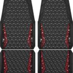 CAR PASS Bling Diamond Car Mats Rubber Floor Mats Full Set Anti-Slip 3D Rhombus Waterproof Trim to Fit Liner Universal Glitter Crystal Sparkly Shining Rhinestone Girl Women SUV Sedan Van, Black Red