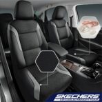 Skechers Memory Foam Car Seat Covers, Air Cool Mesh Thick Seat Covers, Gray Two Front Car Seat Protector, Airbag Compatible, Automotive Comfort & Protection for Most Cars, Van,Trucks, SUV,Grey - Image 2