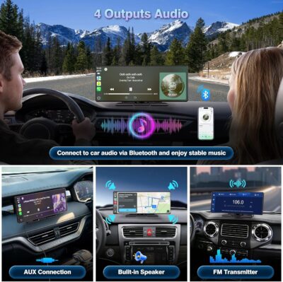 Carplay Screen for Car, 10.26'' Upgrade Wireless CarPlay & Android Auto Car Play Screen with 60PFS,1080P Backup Camera (with a Camera Bracket), GPS Navigation, Voice Control for All Vehicles - Image 6