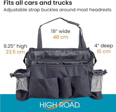 High Road SwingAway Car Front Seat Organizer with 6 Storage Pockets and 2 Bottle or Cup Holders - Image 6
