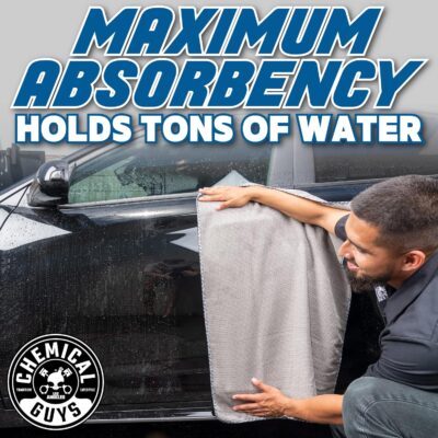 Chemical Guys Waffle Weave Gray Matter Microfiber Drying Towel - 25" x 36", Premium Blend Microfiber Towel with Soft-Banded Edging for Scratch-Free Car Drying, Ultra Absorbent - Image 8