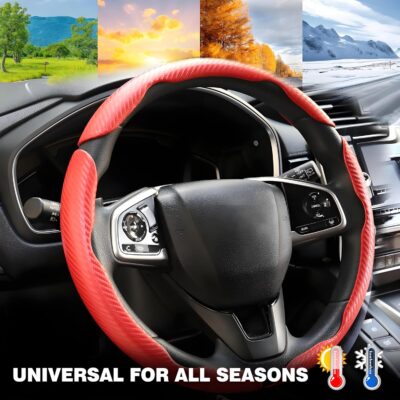 3 Pcs Carbon Fiber Car Steering Wheel Cover, Anti-Skid & Scratch-Proof,Segmented, Butterfly Thin Steering Wheel Cover Men/Women Universal Fit 14.5"-16" Wheel Covers for Cars/Truck/SUV - Image 7