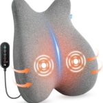 CILI Heated Lumbar Support Pillow for Office Chair, Ergonomic Back Support Cushion with Vibration, Memory Foam Chair Back Massager, Gifts for Mom/Dad