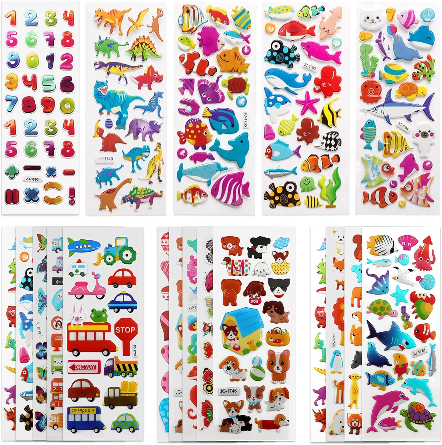 91N9-J69FS._AC_SL1500_.jpg SAVITA 3D Stickers for Kids & Toddlers 500+ Puffy Stickers Variety Pack for Scrapbooking Bullet Journal Including Animal, Numbers, Fruits, Fish, Dinosaurs, Cars and More… - Image 1