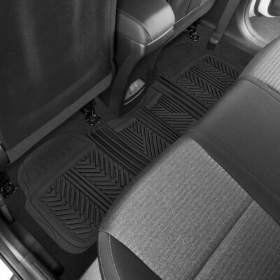 Motor Trend FlexTough Performance All Weather Rubber Car Floor Mats - 3 Piece Floor Mats Automotive Liners for Cars Truck SUV, Heavy-Duty Waterproof (Black) - Image 8