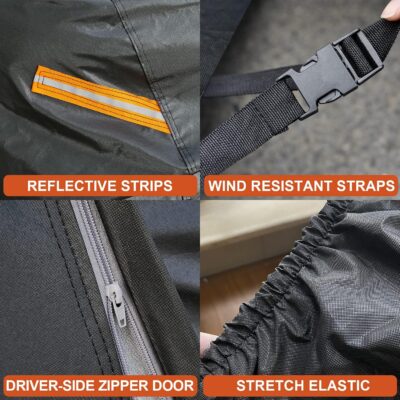 Kayme 7 Layers Heavy Duty Car Cover Waterproof All Weather, Full Exterior Cover Outdoor Snow Sun Uv Protection with Zipper for Automobiles, Universal Fit for Sedan (186 to 193 Inch) - Image 4