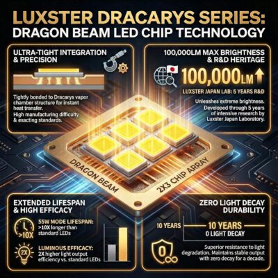 LUXSTER | Dracarys 100000LM H11 H9 LED Bulbs with Vapor Chamber Cooling, 55W/85W Dual Power Mode, CANBUS Ready, H8 H16 Fog Lights, 6500K Xenon White, 2 Pack - Image 7