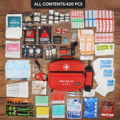 430 Piece First Aid Kit, Well-Organized Premium Waterproof Compact Trauma Medical Kits for Any Emergencies, Ideal for Home, Office, Car, Travel, Outdoor, Camping, Hiking, Boating (Red) - Image 5