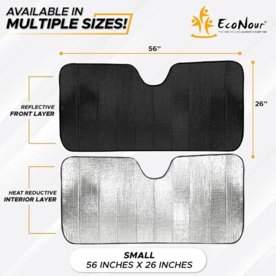 EcoNour Accordion Car Windshield Sun Shade | Reflective Car Window Shades for UV & Sun Protection | Foldable Windshield Cover Keeps Interior Cool | 26 x 56 Inches - Image 3