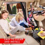 Helteko Backseat Car Organizer, Kick Mats Back Seat Protector with Touch Screen Tablet Holder, Back Seat Organizer for Kids, Travel Accessories with 9 Storage Pockets 2 Pack, Black - Image 5