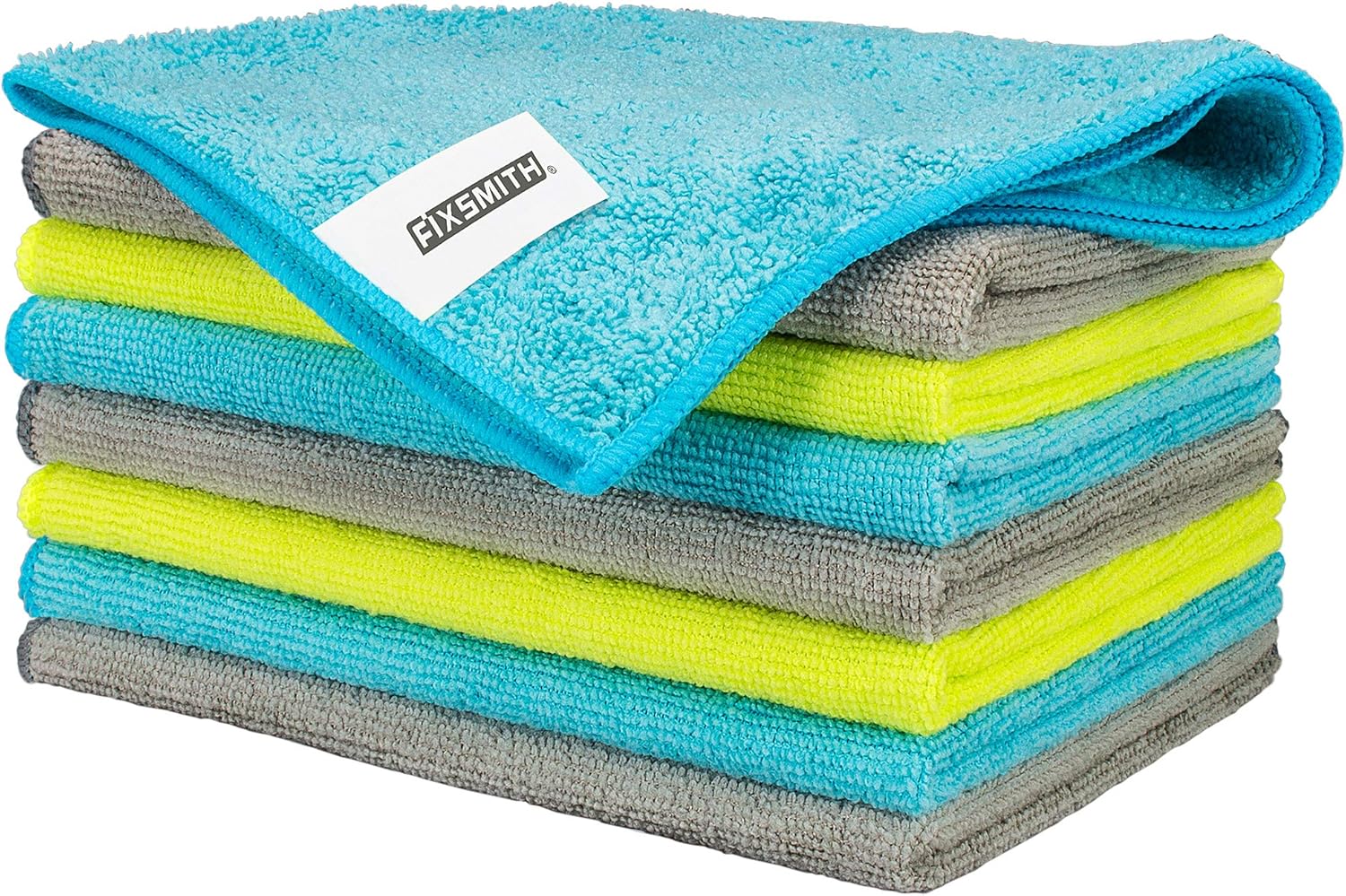 91PrbpcIvL._AC_SL1500_.jpg FIXSMITH Microfiber Cleaning Cloth - Pack of 8, Size: 12 x 16 in, Multi-Functional Cleaning Towels, Highly Absorbent Cleaning Rags, Lint-Free, Streak-Free Cleaning Cloths for Car Kitchen Home - Image 1