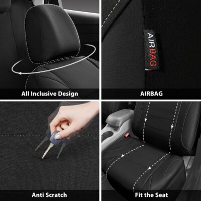 CAR PASS Neoprene EVA Waterproof car seat Covers Front Seats Only, Universal fit for SUV Vehicles Automotive with 5mm Composite EVA Inside,Airbag Compatible (Two Seats, Black and Black) - Image 4