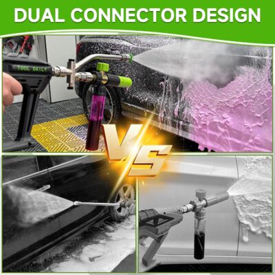 Tool Daily Short Pressure Washer Gun with Mini Foam Cannon, Dual Connector Accessory, 5 Power Washer Nozzle Tips, 1/4 Inch Quick Connect - Image 3