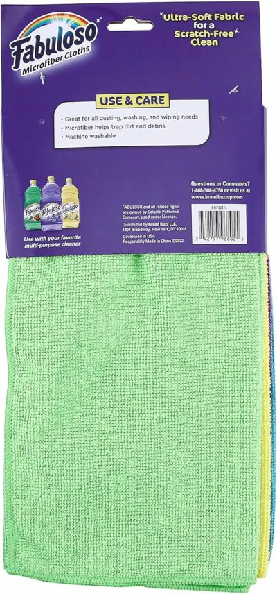 Fabuloso Microfiber Cleaning Cloths for Home & Car, Lint-Free Scratch-Free Rags for Glass, Kitchen & Wood, Reusable Machine Washable, Absorbent for Dusting & Wiping, Rainbow, 13 x 13 in, 8 Count - Image 5