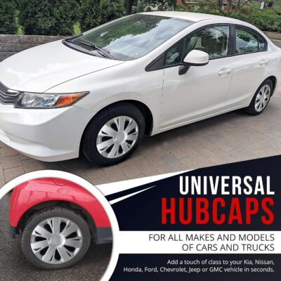 Hubcaps 4-Pack Kit, 14 inch Hub Caps Set of 4 Wheel Covers with Universal Snap-On Retention Rings, 1-Tone ABS Plastic Silver Car Rims for All Models (SG-5077-B-14) - Image 3