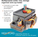 High Road CarHop Car Seat Organizer - Front Seat Organizer for Driver and Back Seat Organizer for Kids with Cup Holders, Study Tray Lid, Side Pockets and Cooler or File Compartment (Gray) - Image 3