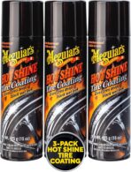 Meguiar's Hot Shine High Gloss Tire Coating - Get Long-Lasting Tire Protection and Glossy Tires with a Wet Look Shine, 3 Pack of 15 Oz Aerosol Cans