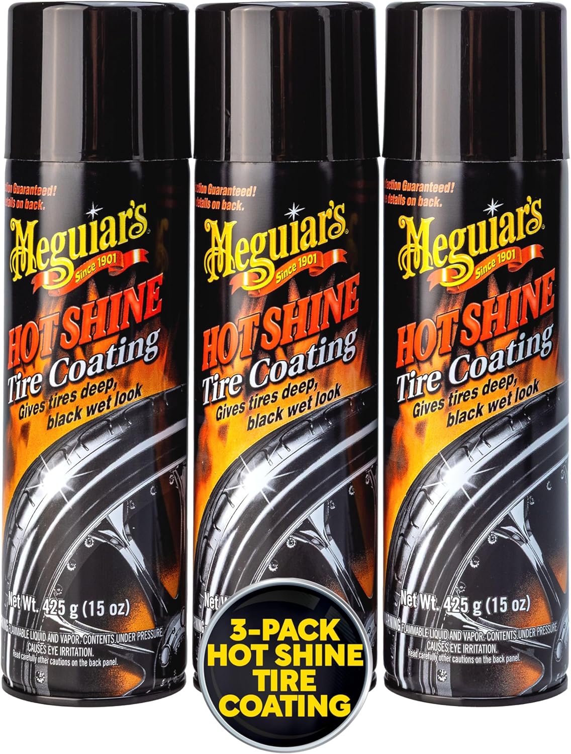 91RuYUaQYmL._AC_SL1500_.jpg Meguiar's Hot Shine High Gloss Tire Coating - Get Long-Lasting Tire Protection and Glossy Tires with a Wet Look Shine, 3 Pack of 15 Oz Aerosol Cans - Image 1
