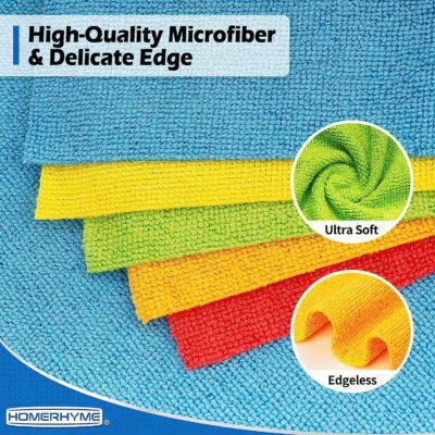HOMERHYME Microfiber Towels for Cars, 24 Pack Microfiber Cleaning Cloths, 11.5"*11.5" Cleaning Rags Towels Bulk Absorbent Lint-Free, All-Purpose for Detailing, Office, Household Cleaning - Image 5