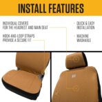 Carhartt Universal Nylon Duck Canvas Fitted Bucket Seat Cover, Durable Seat Protection with Rain Defender, Single, Black - Image 3