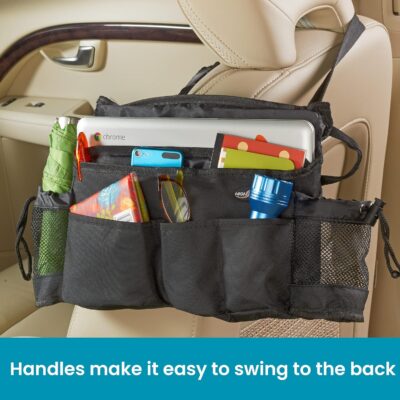 High Road SwingAway Car Front Seat Organizer with 6 Storage Pockets and 2 Bottle or Cup Holders - Image 4