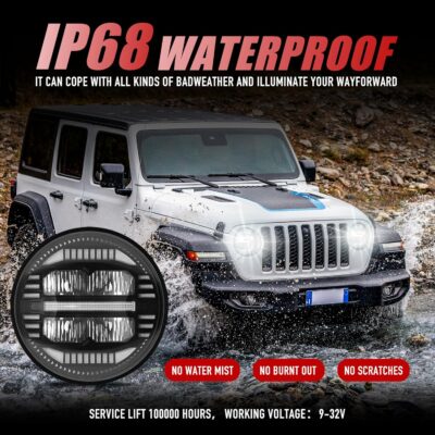 New 1000% Bright Anti-glare 7 Inch Led Headlights Round Compatible with Jeep Wrangler JK JKU TJ LJ Chevy Ford GMC Dodge Mazda Nissan Mack VW etc DOT Approved H6024 Hi/Low Sealed Beam - Plug and Play - Image 6