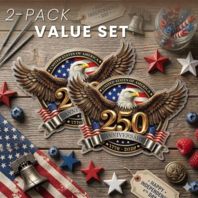 2pcs 250th Anniversary USA Car Decal Sticker, USA Patriotic 4th of July 1776–2026 Vinyl for Car, Truck, Window, Laptop, 250 Years American Independence Bumper Stickers - Image 2
