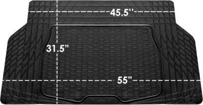 FH Group Automotive Floor Mats - Heavy-Duty Rubber, All Weather Protection Universal Fit Full Set Floor Mats and Cargo Mat, Climaproof, Semi Custom Trimmable for Most Cars, Sedan, SUV, Truck, Black - Image 2