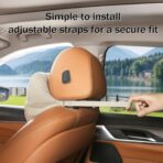 2pcs Car Neck Pillow for headrests,Support Drive Seats Head Cushion Pillows,Superfiber Suede,Plant-Based Polyester,Thickness & Height Adjustable,11.8x7.5,Inner Liner fillable(Off-White) - Image 2