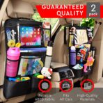 Helteko Backseat Car Organizer, Kick Mats Back Seat Protector with Touch Screen Tablet Holder, Back Seat Organizer for Kids, Travel Accessories with 9 Storage Pockets 2 Pack, Black - Image 2
