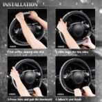 CAR PASS Bling Diamond Leather Steering Wheel Cover, with Bling Sparkly Crystal Glitter Rhinestones Universal Fit 14.5in-15in Car Wheel Protector for Women Girl Fit Suvs,Vans,Sedans,Car,Trucks, Silver - Image 6