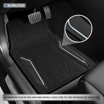 PIC AUTO Rubber Floor Mats, Black Aluminum Film with Colorful Piping Floor Mats for Cars, Car Mats with Non-Slip Backing, All-Weather Protection, Trim-to-Fit Liner for Cars, SUVs, Trucks, Vehicles - Image 3