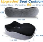 Car Seat Cushion, Ergonomic Memory Foam Car Cushion for Sciatica Pain Relief, Larger Driving Seat Pillow for Short Drivers on Long Drives - Butt Pillow for Truck, Office, Wheelchair - Black&Gray - Image 7
