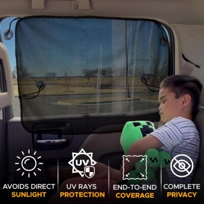 EcoNour Magnetic Car Sun Shade Side Window (2 Pack) | Rear Window Sun Shade, Blocks Harmful UV Rays | Ensures Privacy Protection | Baby Travel Accessories | Magnetic Curtain for Baby and Kids - Image 3
