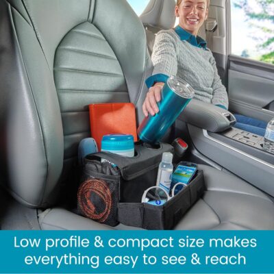 High Road CarHop Jr - Car Organizer with Cup Holders and Storage or Eating Tray for Car - Front Seat Organizer for Drivers and Back Seat Organizer for Kids and Adults - Image 3