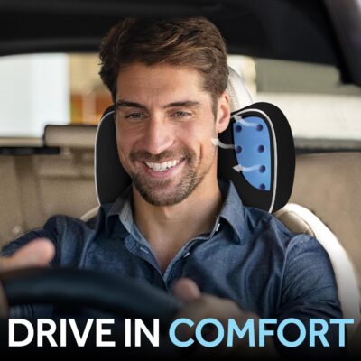 Sealy Memory Foam Neck Pillow for Car or Office Chair – Cervical Neck Pillow, Cooling Car Headrest Pillow or Office Chair Cushion for Neck - Image 4