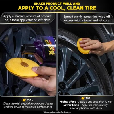 Meguiar’s Endurance Tire Gel, G7516, Premium Tire Shine Gel for a Lasting Glossy Finish, Helps Keep Tires Looking Deep Black and Clean, Top Christmas Gift Ideas for Car Guys and Girls, Purple, 16 Oz - Image 4