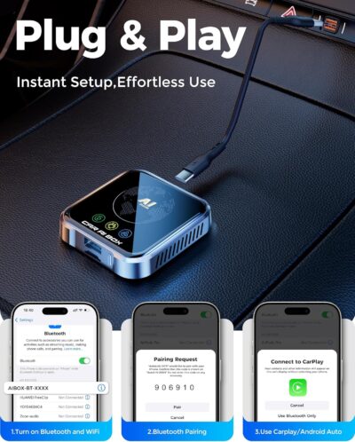 Magic AI Box Wireless CarPlay Adapter, Fast Car Video Box Plug & Play, Easy Setup, Supports Netflix/YouTube/TF Card Streaming Equalizers and More for OEM Wired CarPlay/Android Auto Cars (Gray) - Image 5