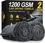 2-Pack 1200 GSM Car Drying Towels – Microfiber Towels for Cars (36" x 24"), Ultra-Absorbent, Streak-Free, Scratch-Free, No Water Spots, Double-Twist Pile & Edgeless Design